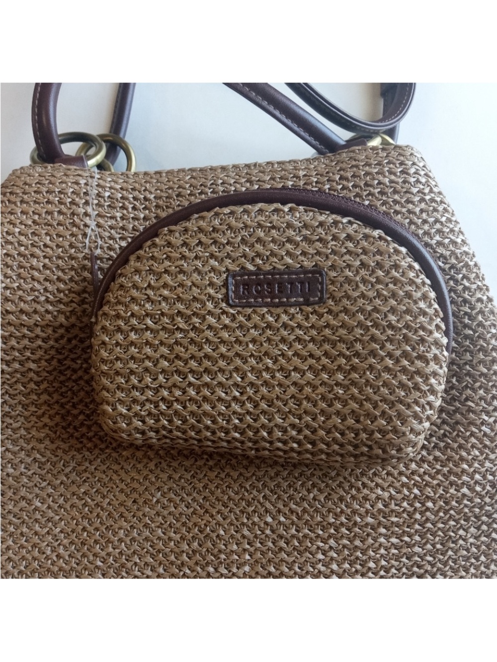 Rosetti Woven Brown Handbag & Matching Coin Pouch NWT - Picture 3 of 7
